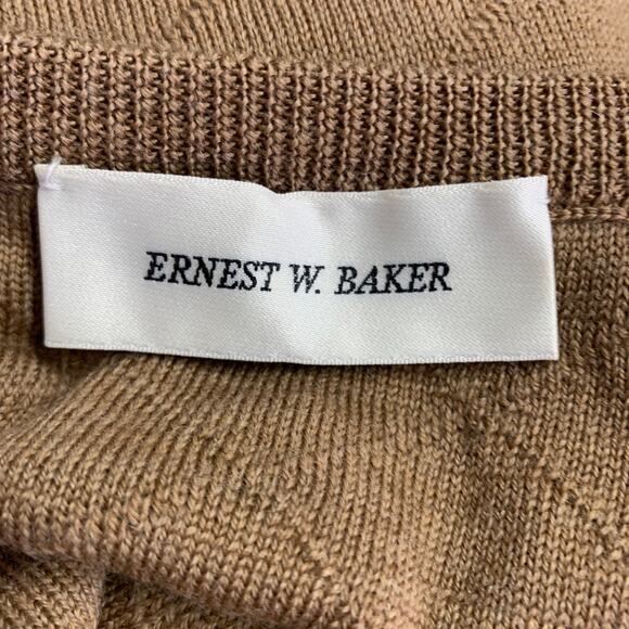 ERNEST W. BAKER Size S Brown Tan Knit Merino Wool Scoop Neck Vest - Picture 4 of 6